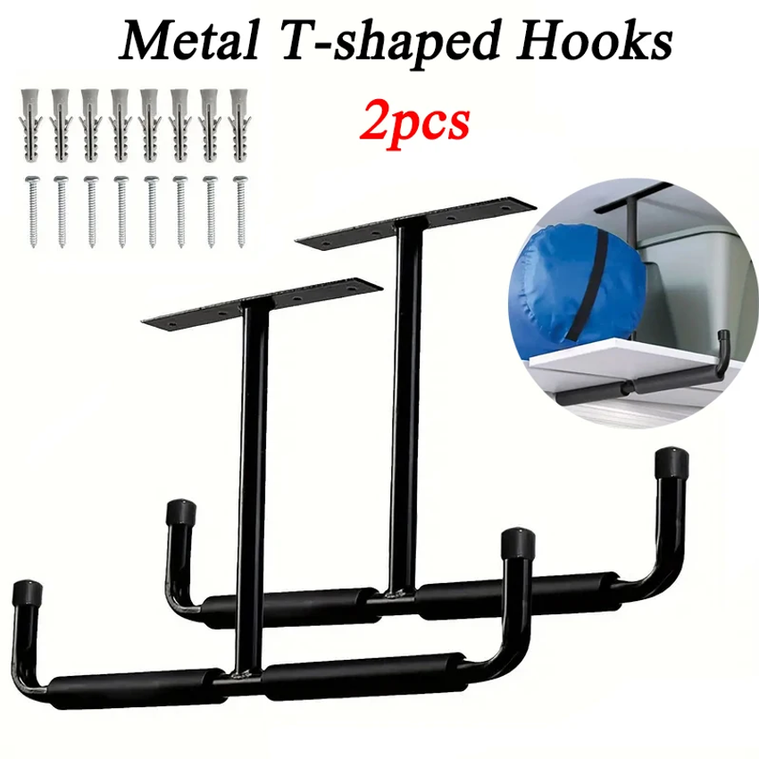 Heavy Equipment Storage - 2pcs Metal T-shaped Hook Wall-mounted Display